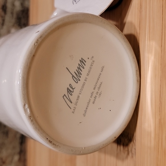 Rae Dunn COFFEE Studio Collection Mug Cup 15 oz Beige And Blue Inside NEW - Picture 6 of 6